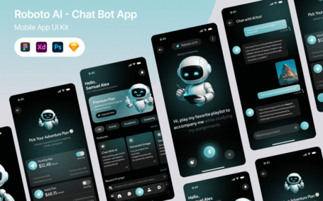 AI  – 聊天机器人应用APP UI KIT (FIG,PSD,SKETCH,XD)