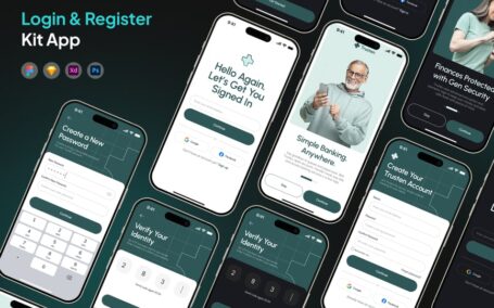 登录和注册套件移动应用APP UI KIT (FIG,PSD,SKETCH,XD)