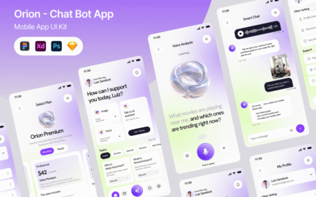 AI聊天助理应用APP UI KIT (FIG,PSD,SKETCH,XD)