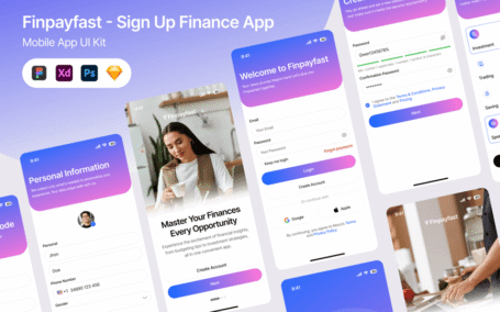 注册金融App UI套件APP UI KIT (FIG,PSD,SKETCH,XD)