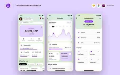 电话提供商移动UI套件APP UI KIT (SKETCH,FIG,XD)