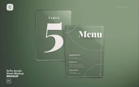 5x7in丙烯酸薄片模型样机 (PSD,PDF)