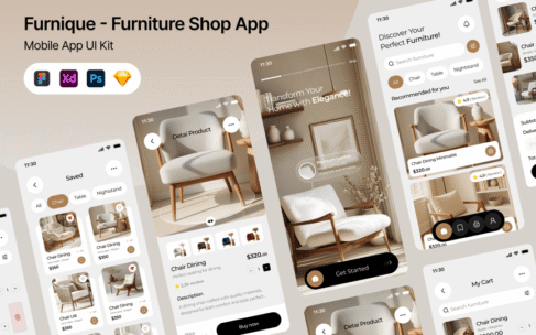 家具店应用APP UI KIT (FIG,PSD,SKETCH,XD)