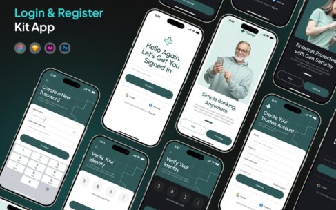 登录和注册套件移动应用APP UI KIT (FIG,PSD,SKETCH,XD)