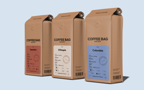 咖啡袋模型样机 (PNG)