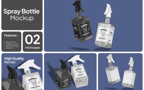 理发师喷雾瓶包装设计样机 (PSD)