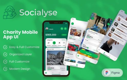 Socialyse – 慈善移动应用程序 UI 套件