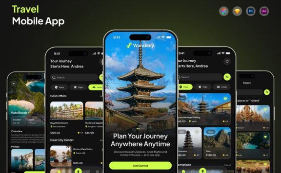 旅行应用APP UI KIT (FIG,PSD,SKETCH,XD)