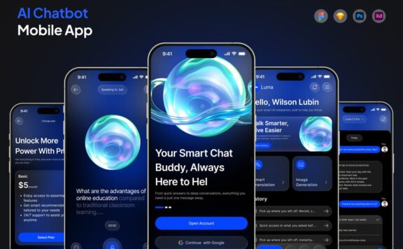 AI聊天机器人应用APP UI KIT (FIG,PSD,SKETCH,XD)