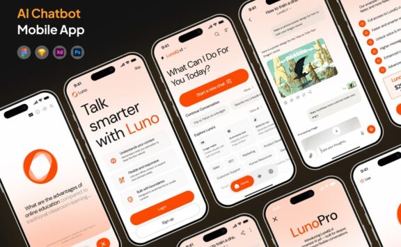 AI聊天机器人应用APP UI KIT (FIG,PSD,SKETCH,XD)
