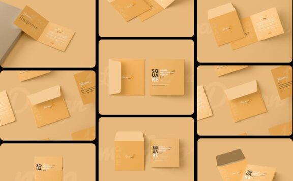 方折叠邀请卡模型样机 (PSD)