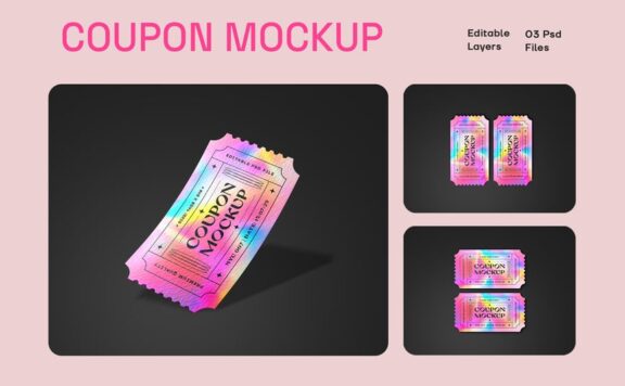 优惠券折扣优惠券模型套件样机 (PSD)
