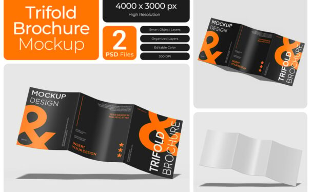 三折页手册模型样机 (PSD)