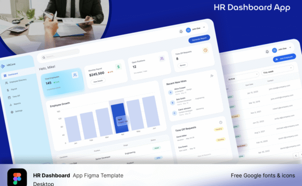 人力资源仪表板Web应用APP UI KIT (FIG)