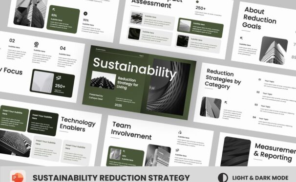 可持续性专业房地产PPT模板 (PPTX)