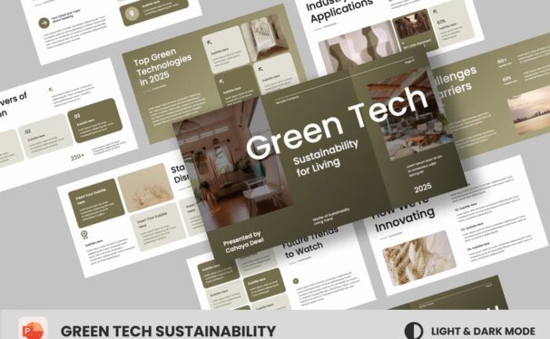 绿色技术专业房地产可持续性PPT模板 (PPTX)