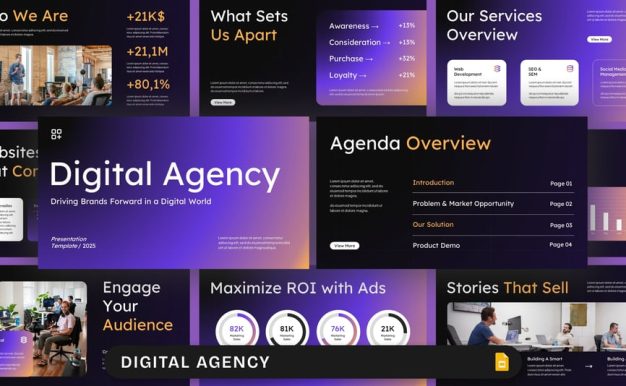 数字代理PPT模板 (PPTX)