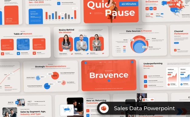 销售数据PPT模板 (PPT,PPTX)