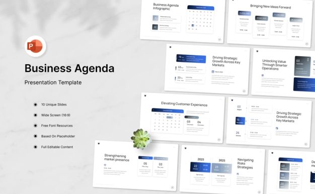 商业议程演示文稿PPT模板 (PPTX,PPT)