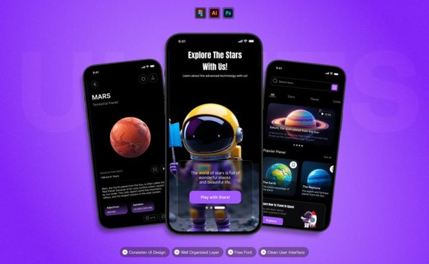 空间学习 – 移动应用程序 UI 套件