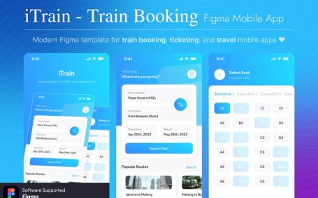 iTrain – 火车预订 Figma 移动应用程序模板