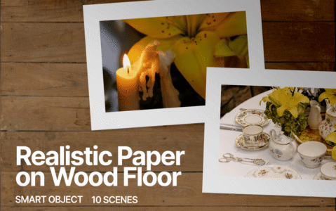 木地板上的逼真纸张