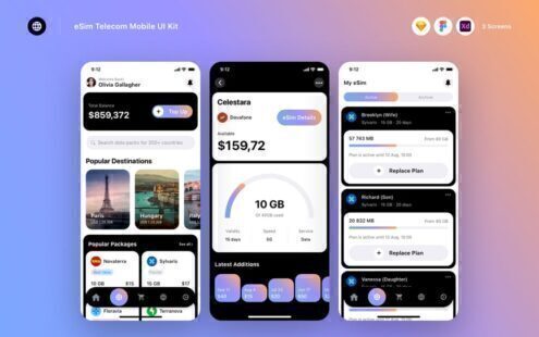 eSim Telecom 移动 UI 套件