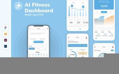 AI Fitness Dashboard 移动应用程序 UI 套件