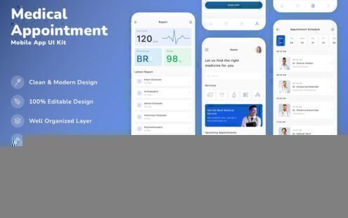 医疗预约移动应用程序 UI 套件