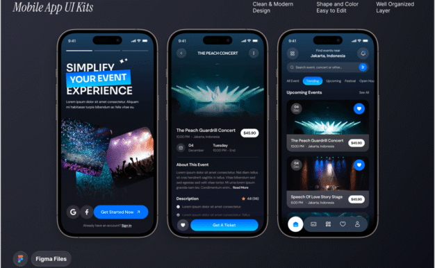 Feastival – 活动预订应用程序移动 UI 套件