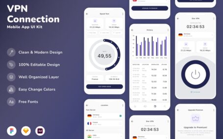 VPN 连接移动应用 UI 套件