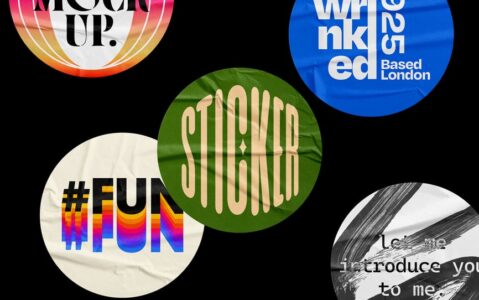 皱巴巴的贴纸模型