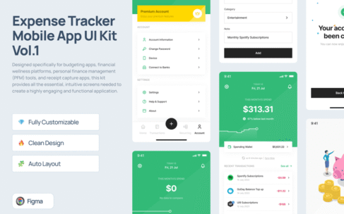 费用追踪移动应用 UI 套件 Vol.1 – Trakki
