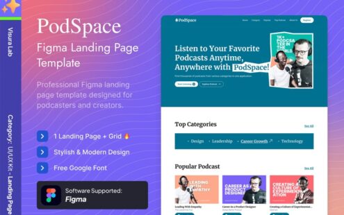 PodSpace – 播客 Figma 着陆页模板