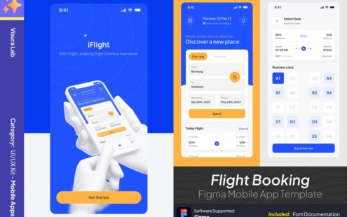 iFlight – 飞机预订 Figma 移动应用模板
