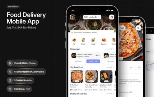 食品配送移动应用 UI 设计套件