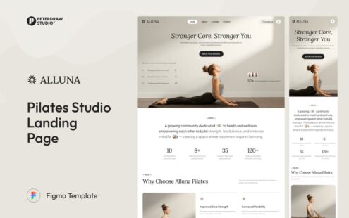 Alluna – 普拉提工作室落地页 Figma