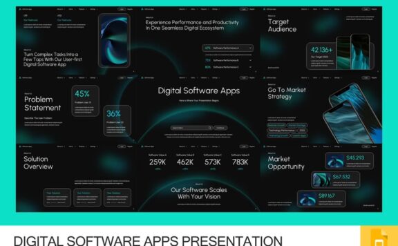 数字软件应用程序PPT模板 (PPTX)