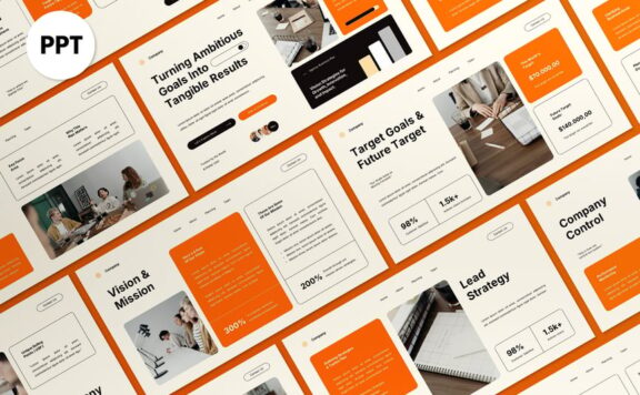 奶油橙色现代商业计划PPT模板 (PPT,PPTX)