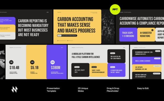 碳排放气候技术路演PPT模板 (PPTX)