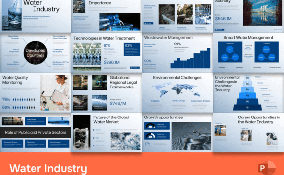 水行业介绍PPT模板 (PPTX)