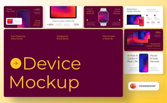 手机样机设备模型PPT模板 (PPTX)