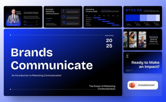 营销通信PPT模板 (PPTX)