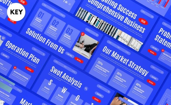 蓝色现代商业计划PPT模板 (PPT,PPTX)