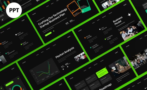 黑色绿色现代商业计划PPT模板 (PPT,PPTX)