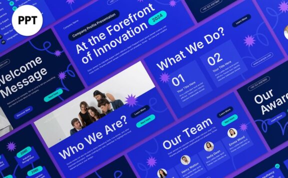 蓝色现代公司资料PPT模板 (PPT,PPTX)