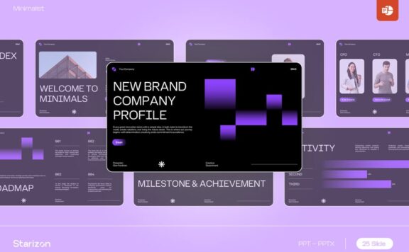 深紫色极简公司的个人资料•PPT模板