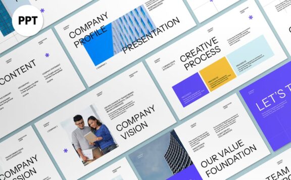 白色紫色公司资料PPT模板 (PPT,PPTX)