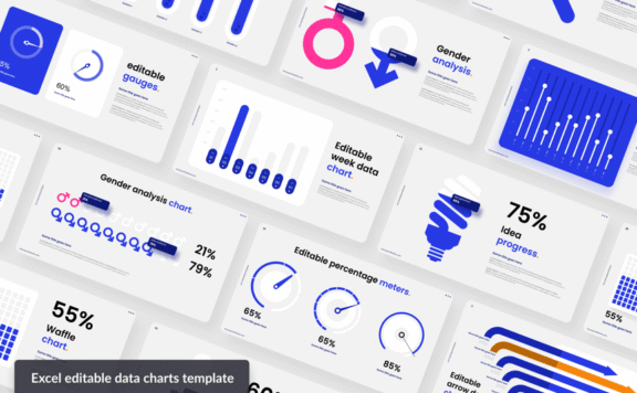 Excel可编辑数据图模板PPT模板 (PPTX)