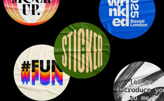 皱巴巴的贴纸模型